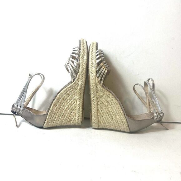 Enzo Angiolini Platform Wedges Ankle Strap Open Toe Sandals Metallic Womens 8.5M - Picture 7 of 14